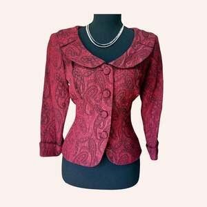 halloween vampire victorian witch red gothic paisley jacket size 4